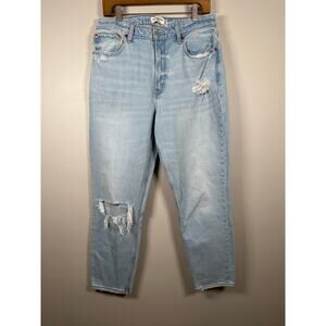 Abercrombie & Fitch The Mom High Rise Curve Love Sz 30/10 Distressed Light Wash